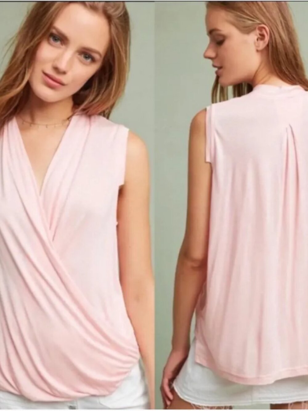 Akemi + Kin Anthropologie Miranda Wrap Top; EUC; Size Large; Blush Pink